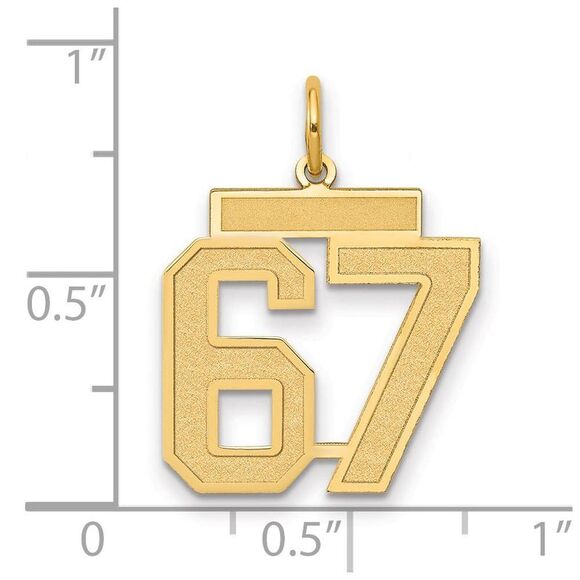 14k Yellow Gold, Jersey Collection, Medium Number 67 Pendant - Picture 2 of 3